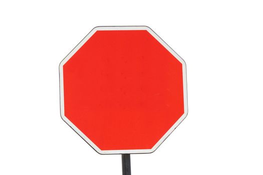 Road sign - stop - on cloudy sky background