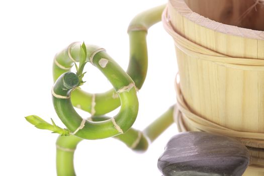 Spa still life with bamboo and stone isolated on white