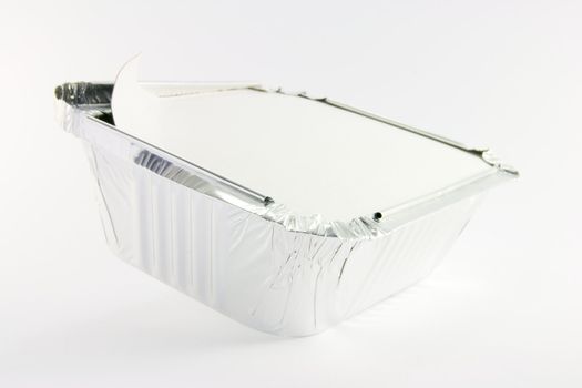 1 square foil partly opened catering tray