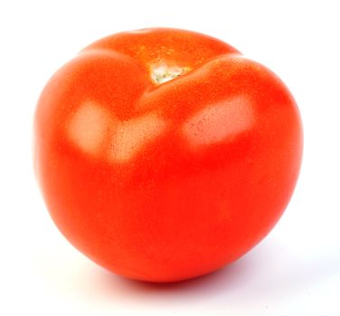 close-up of red tomato on white background