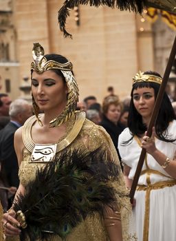 LUQA, MALTA - Friday 10th April 2009 - Egyptian queen during the Good Friday procession in Malta