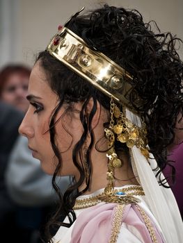 LUQA, MALTA - Friday 10th April 2009 - Biblical princess portrait during the Good Friday procession in Malta