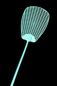 A fly swatter on the black background