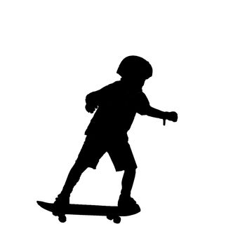 Black silhouette of a boy on a board