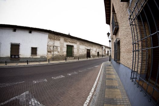 Street with houses made of mud, rural town