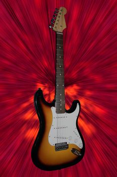 Electric guitar on red background