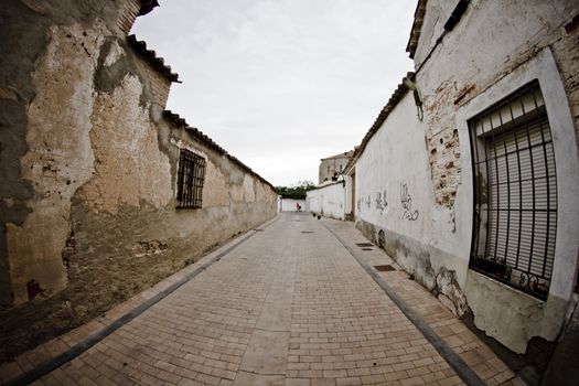 Street with houses made of mud, rural town