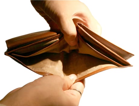 An empty leather wallet