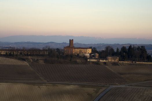 Landscape of a town on the hills with a castle