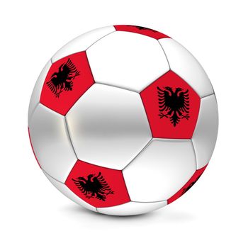 shiny football/soccer ball with the flag of Albania on the pentagons