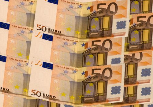 Many 50 euros banknotes