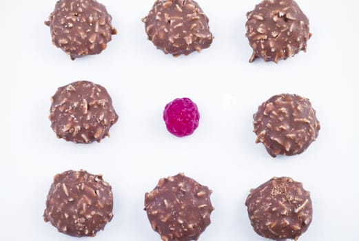 Chocolate candy over white background.