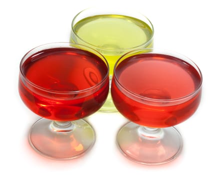 Red and yellow jelly, group, insulated on white background