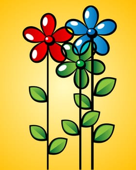 Three flowers background, decorative card