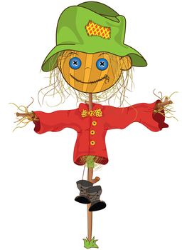 Sketch of a scarecrow, isolated object over white background