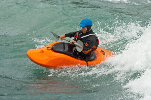 August kayak trip on the waterfalls of Norway