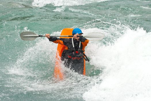 August kayak trip on the waterfalls of Norway