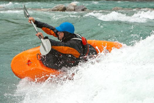 August kayak trip on the waterfalls of Norway