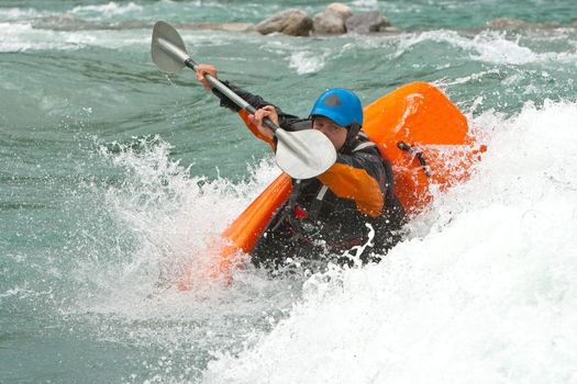 August kayak trip on the waterfalls of Norway