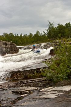 August kayak trip on the waterfalls of Norway