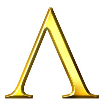 3d golden Greek letter lambda isolated in white