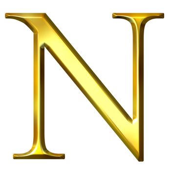 3d golden Greek letter ny isolated in white