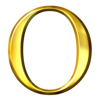 3d golden Greek letter omikron isolated in white