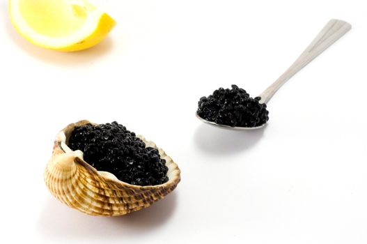Shot of caviar isolated on white background