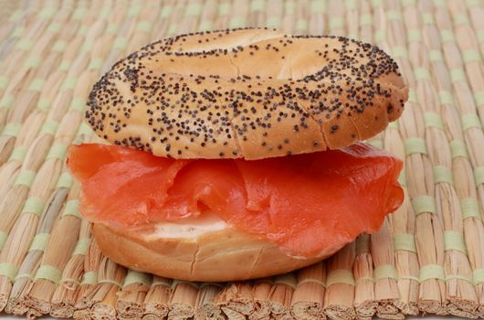 smoked trout and cream cheese bagel