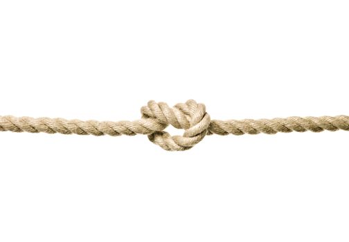 Rope with a Tied Knot isolated on white background