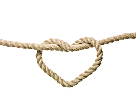 Heart Shaped Knot on a rope isolated