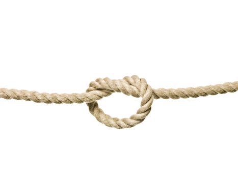 Rope with a tied Knot isolated on white background