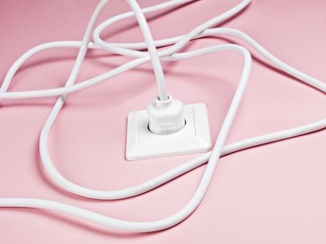 Electric Power Cable on Pink Background