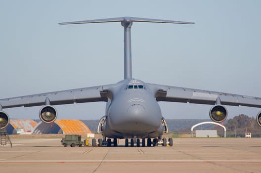 Military plane of transportation of materials and people