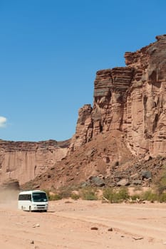 Talampaya canyon national park, northern Argentina. Sandstone cliffs. UNESCO world heritage site.
