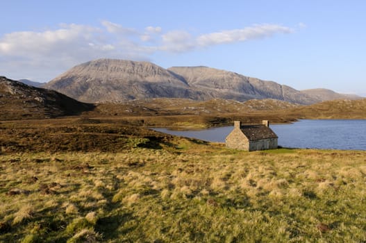 View across Loch Shin Sutherland Highlands Scotland