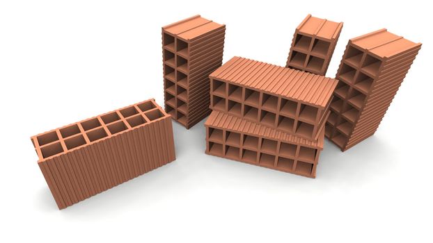 a 3d render of some bricks on a white background