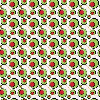 A green olives illustration that tiles seamlessly in a pattern in any direction.  Great for a martini graphic or restaurant drinks menu.