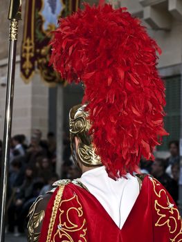 Roman centurion tunic and crest detail