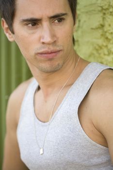 A young male model from Brazil in outdoors photograph.