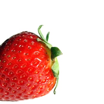 Detail of strawberries isolated over white with copy space