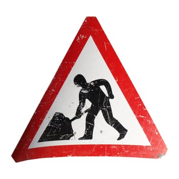 Road work sign isolated over a white background