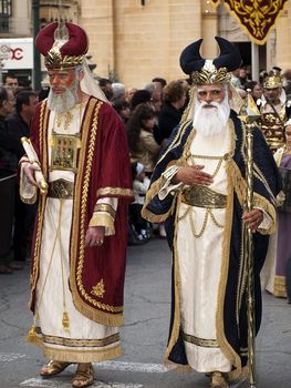 LUQA, MALTA - APR10 - Judean high priests during the Good Friday procession in the village of Luqa in Malta April 10, 2009