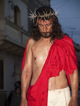 LUQA, MALTA - APR10 - Jesus Christ during the Good Friday procession in Malta on April 10, 2009