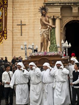 LUQA, MALTA - APR10 - Biblical enactment of the passion during the Good Friday procession in Malta April 10, 2009