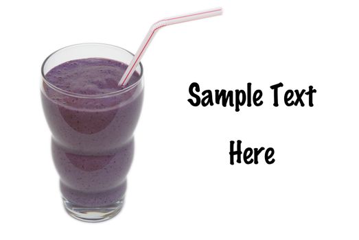 A blueberry and blackberry smoothie drink on white background.