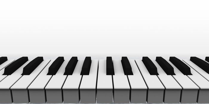 piano keyboard on white background - 3d illustration