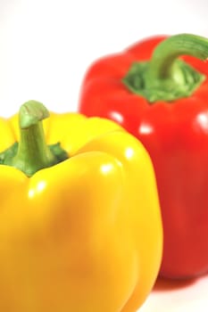 The close up picture of isolated papricas over white