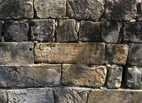 Texture and detail of an old limestone wall