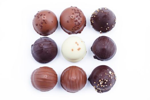 A collection of mixed chocolates and truffles